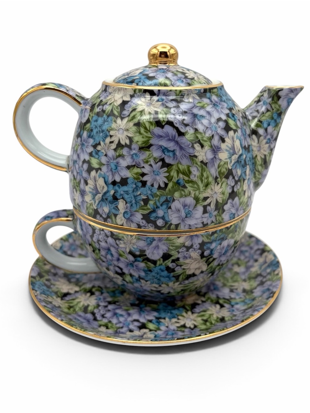 Two's Company Chintz Mollie Teacup Saucer Pot & Lid Set